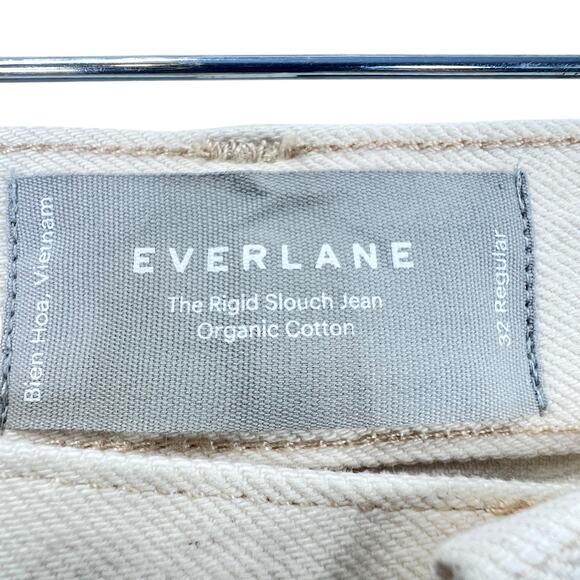 Everlane The Rigid Slouch Jeans Womens 32 Cream Button Fly Straight Leg Denim - Picture 3 of 12